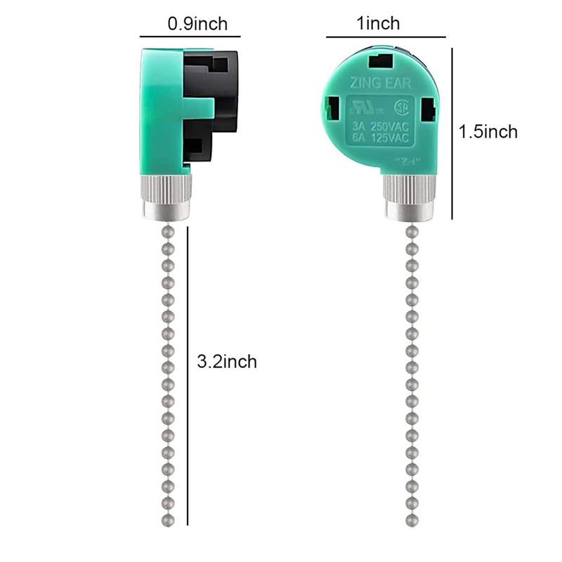 Dotlite 2Pack Ceiling Fan Pull Chain Switch 3 Speed 4 Wire UL Listed ZE-268S6 Fan Speed Control Replacement Accessories Compatible with Hunter Ceiling Fans Wall Lamps(Silver) - Image 2